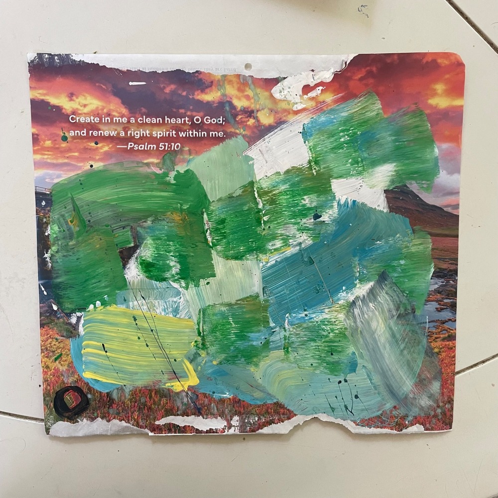 OMAN Original Abstract Painting Psalm 51:10 Spiritual Art Florida Artist 10x11